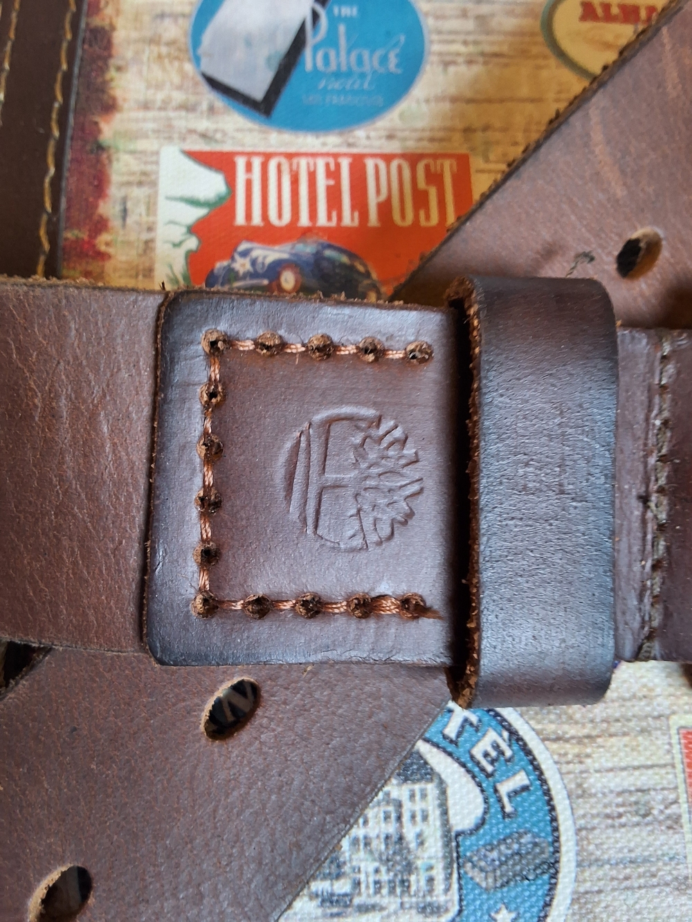 Timberland Brown Leather Men’s Belt with Embossed Tree Logo